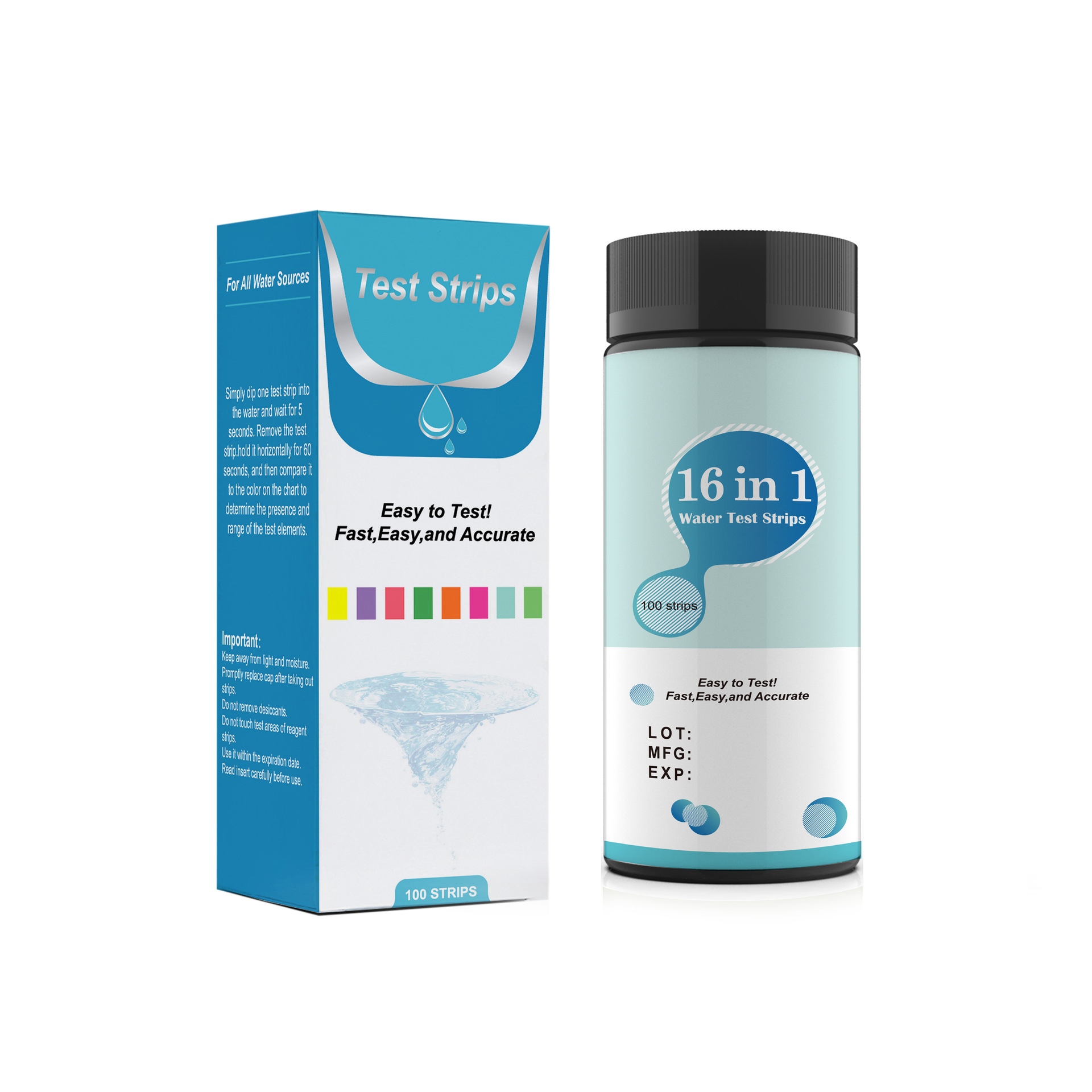 Marine Aquarium Test Kit - 100 Pcs 16-IN-1 Aquarium Test Fish