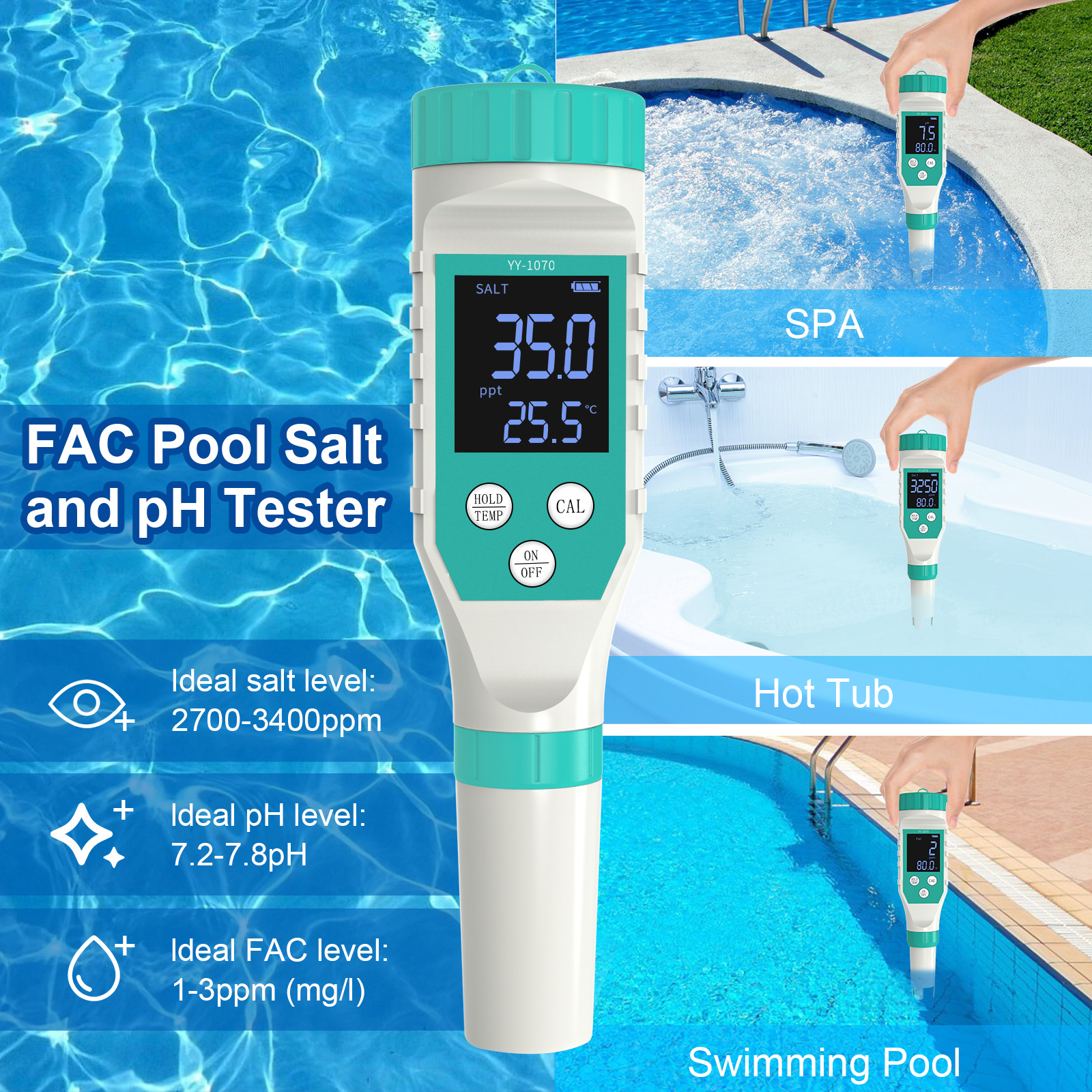 Digital PH/Chlorine/ORP/EC/TDS - огляд і ціна Marine Aquarium Test Kit